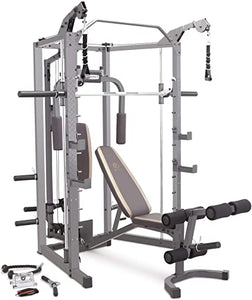 Marcy Smith Cage Machine with Workout Bench and Weight Bar Home Gym Equipment