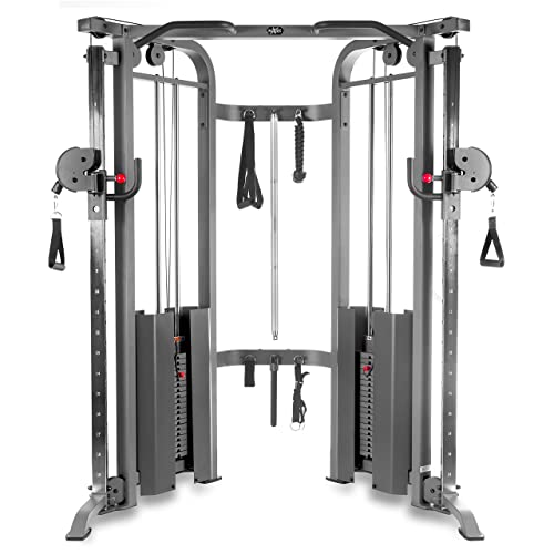 XMark Functional Trainer Cable Machine with Dual 200 lb Weight Stacks, 19 Adjustments, and Accessory Package XM-7626